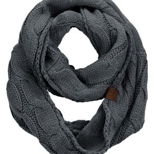 CC Gray Cable Knit Infinity Scarf